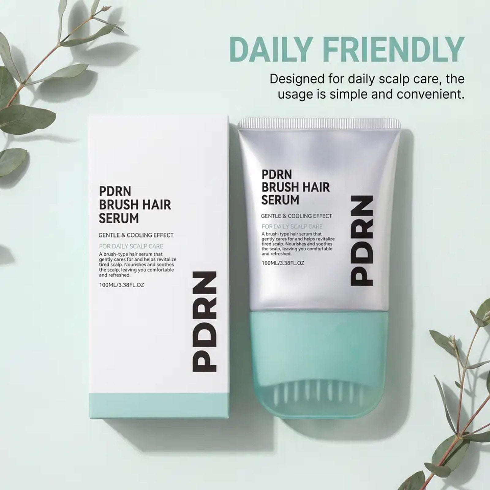 PDRN Brush Hair Serum tube and box